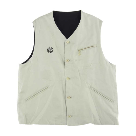 VISVIM ビズビム 22AW SPOT 0122405013007 little cloud coffe リトルクラウドコーヒー REVERSIBLE VEST MAWATA SILK リバーシブル シルク ベスト 真綿 絹 オフホワイト系 ブラック系 4【中古】
