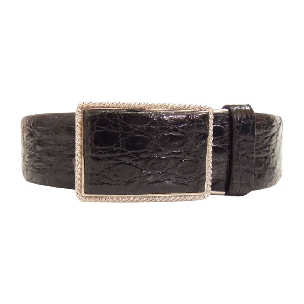 Dunhill ダンヒル 521596 型押し レザー ベルト ブラック系 35【中古】