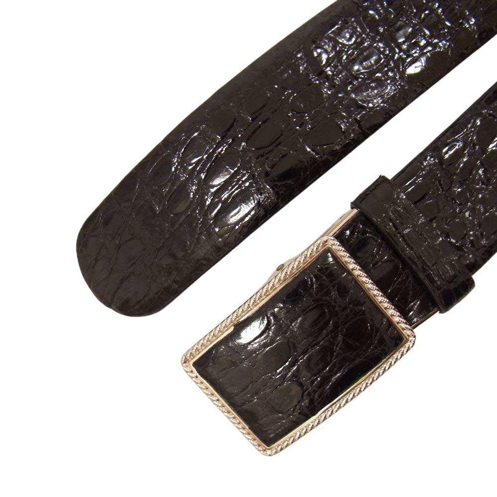 Dunhill ダンヒル 521596 型押し レザー ベルト ブラック系 35【中古】