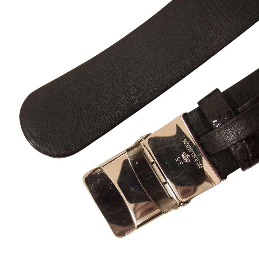 Dunhill ダンヒル 521596 型押し レザー ベルト ブラック系 35【中古】