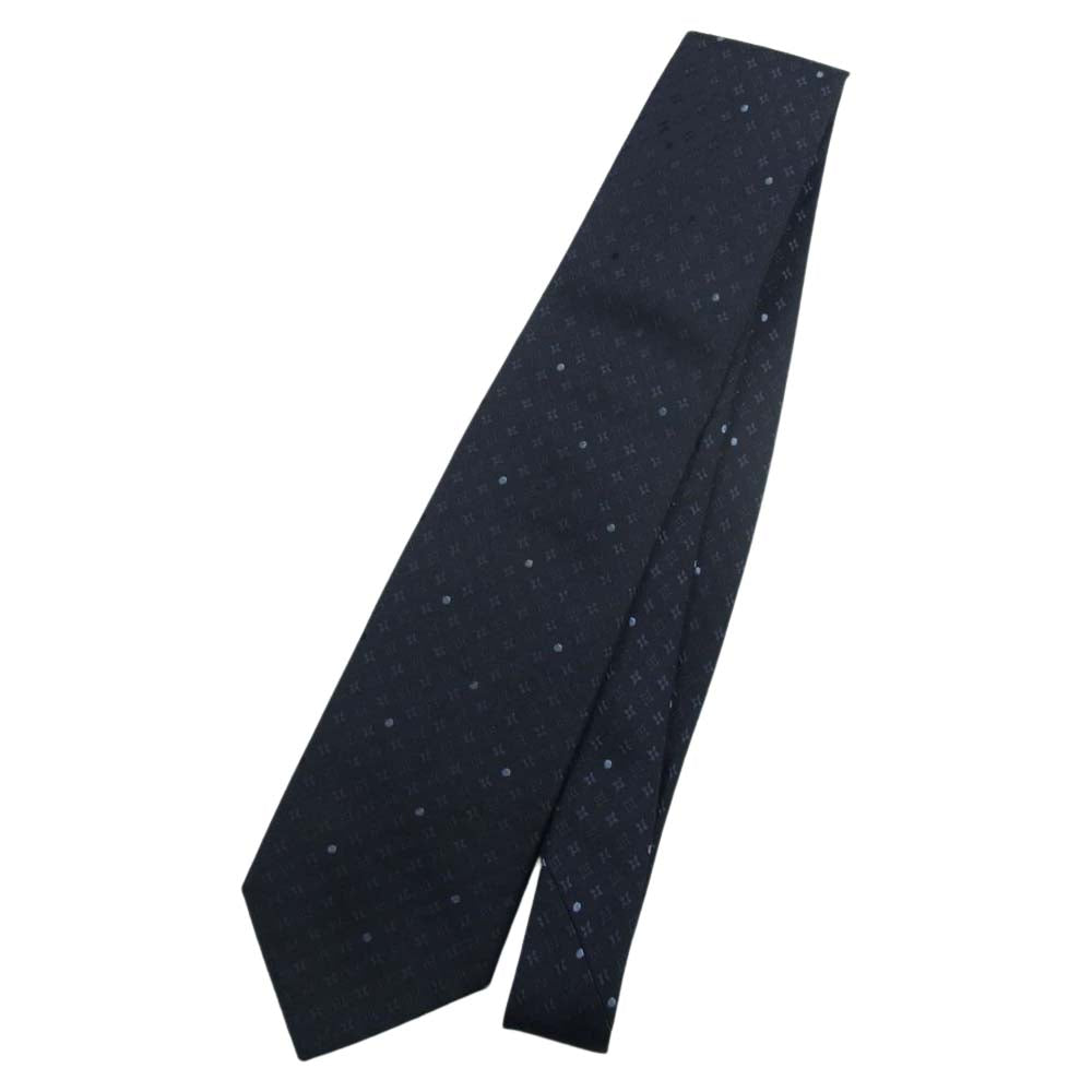 LOUIS VUITTON ルイ・ヴィトン シルク100％ モノグラム ネクタイ ネイビー系【中古】