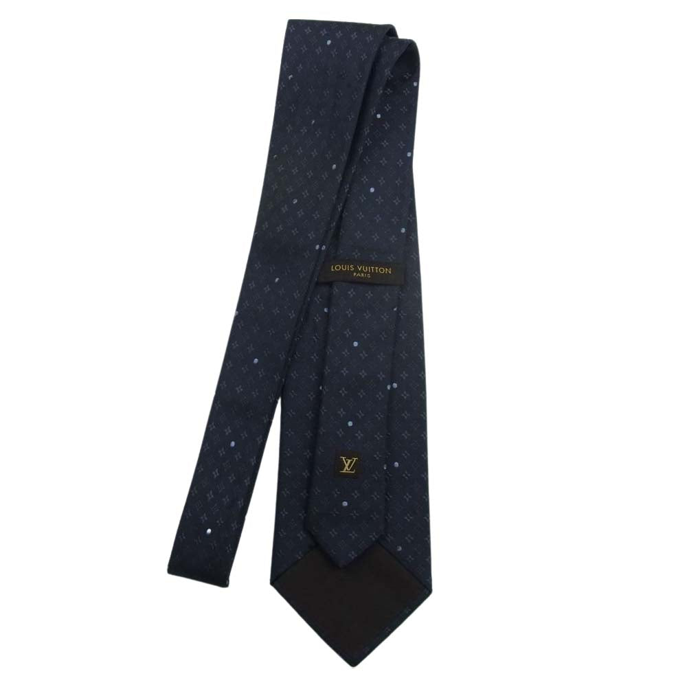 LOUIS VUITTON ルイ・ヴィトン シルク100％ モノグラム ネクタイ ネイビー系【中古】