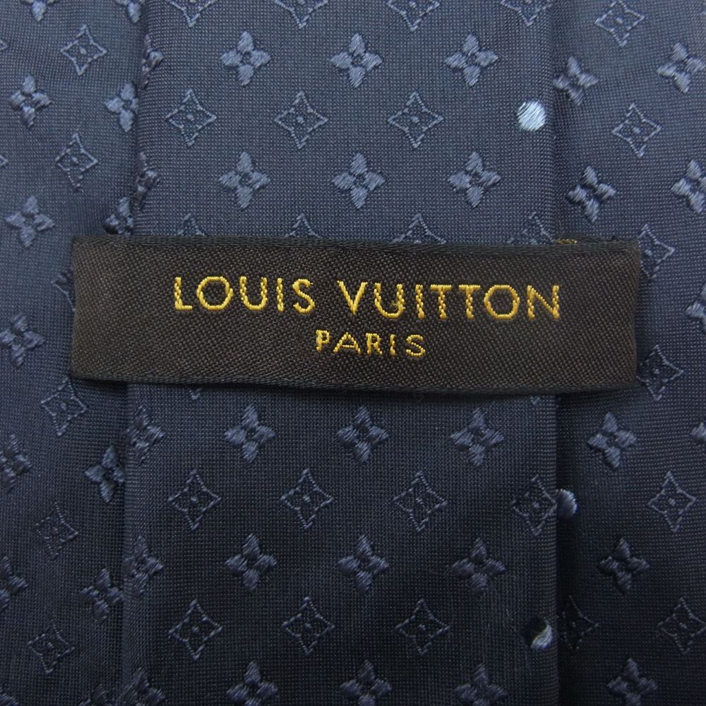 LOUIS VUITTON ルイ・ヴィトン シルク100％ モノグラム ネクタイ ネイビー系【中古】