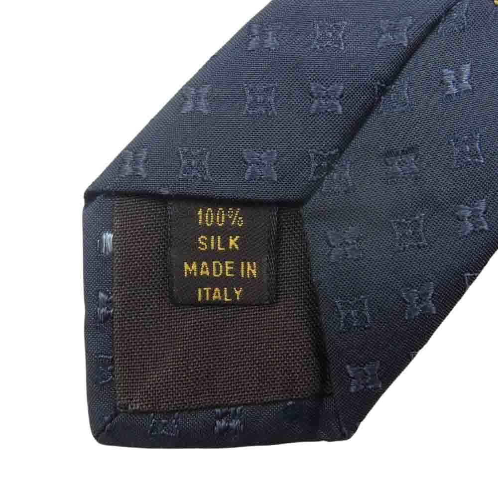 LOUIS VUITTON ルイ・ヴィトン シルク100％ モノグラム ネクタイ ネイビー系【中古】