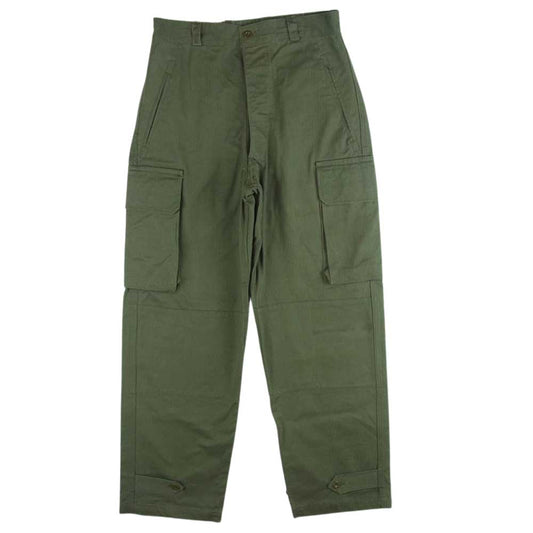 FRENCH ARMY 実物 M-47 後期 ヘリンボーン ボタンフライ テーパード ミリタリー カーゴ パンツ カーキ系 31【中古】