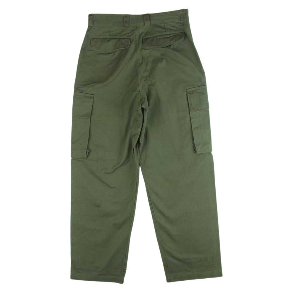 FRENCH ARMY 実物 M-47 後期 ヘリンボーン ボタンフライ テーパード ミリタリー カーゴ パンツ カーキ系 31【中古】