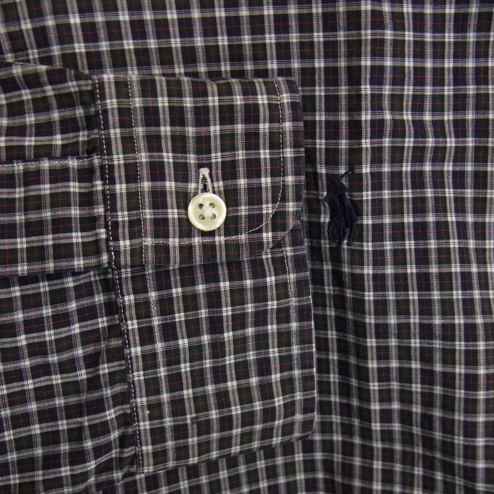 RALPH LAUREN ラルフローレン 90s BLAKE BD ブレイク ロゴ刺繍 チェック ボタンダウン シャツ ネイビー系 XL【中古】