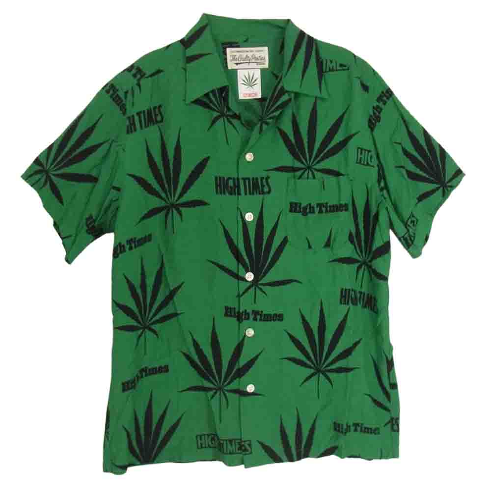 WACKO MARIA ワコマリア HIGHTIMES-WM-HI03 HIGHTIMES HAWAIIAN SHIRT TYPE-3 ハイタイムズ ハワイアン 半袖 アロハ シャツ グリーン系 M【中古】
