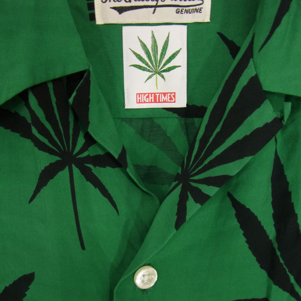 WACKO MARIA ワコマリア HIGHTIMES-WM-HI03 HIGHTIMES HAWAIIAN SHIRT TYPE-3 ハイタイムズ ハワイアン 半袖 アロハ シャツ グリーン系 M【中古】
