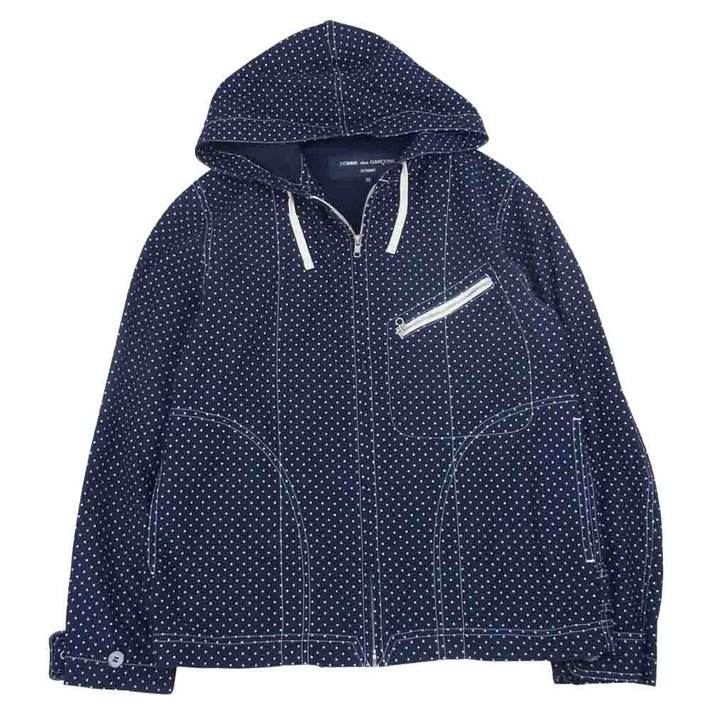 COMME des GARCONS HOMME コムデギャルソンオム AD2013 HM-J044 ドット フルジップ パーカー ネイビー系 XS【中古】