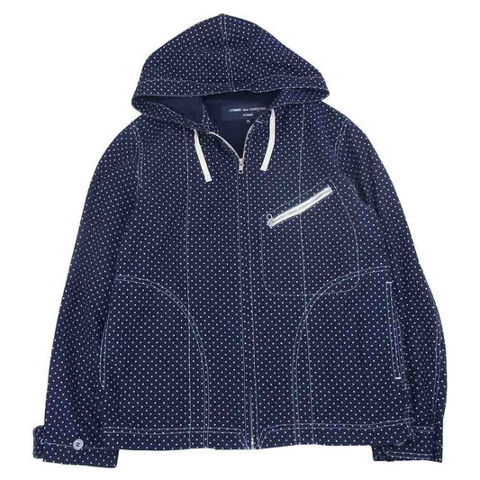 COMME des GARCONS HOMME コムデギャルソンオム AD2013 HM-J044 ドット フルジップ パーカー ネイビー系 XS【中古】