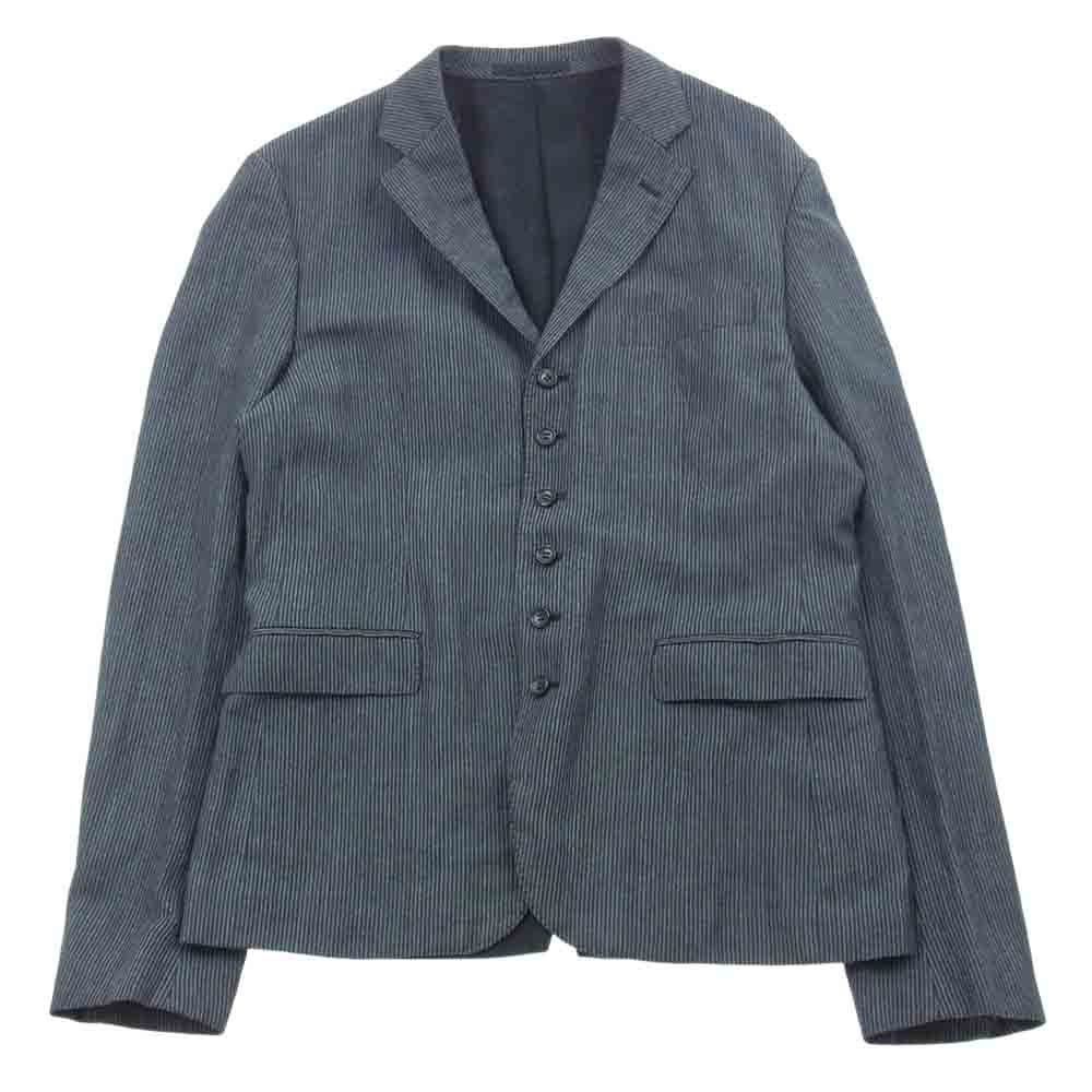COMME des GARCONS HOMME コムデギャルソンオム AD2009 ウール リネン 6B 異素材切替 テーラードジャケット スラックスパンツ セットアップ ブラック系 ダークグレー系 S【中古】