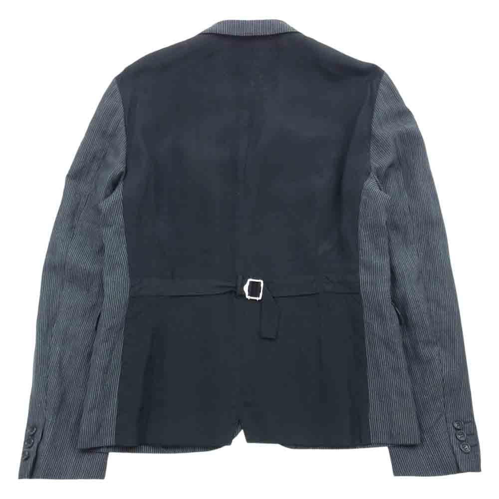 COMME des GARCONS HOMME コムデギャルソンオム AD2009 ウール リネン 6B 異素材切替 テーラードジャケット スラックスパンツ セットアップ ブラック系 ダークグレー系 S【中古】