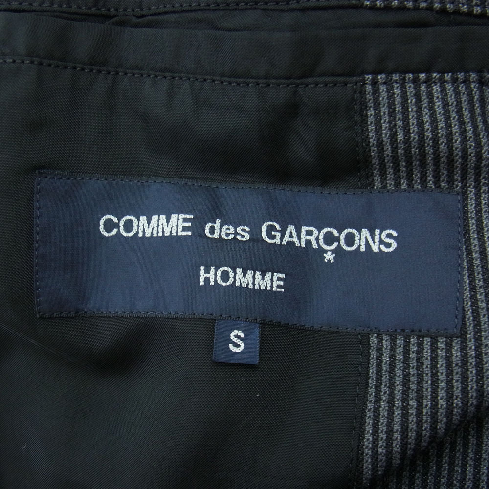 COMME des GARCONS HOMME コムデギャルソンオム AD2009 ウール リネン 6B 異素材切替 テーラードジャケット スラックスパンツ セットアップ ブラック系 ダークグレー系 S【中古】