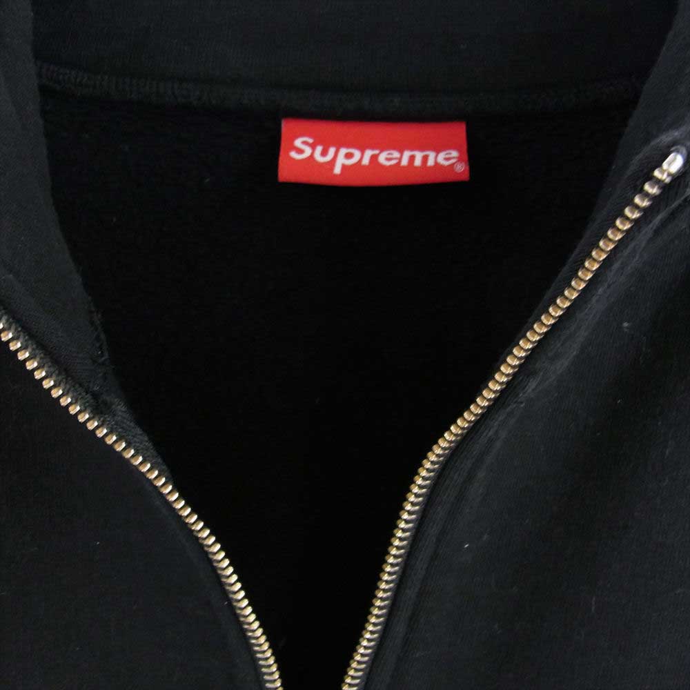 Supreme シュプリーム 18AW Leopard Panel Half Zip Sweatshirt レオパード パネル ハーフジップ スウェット ブラック系 L【中古】