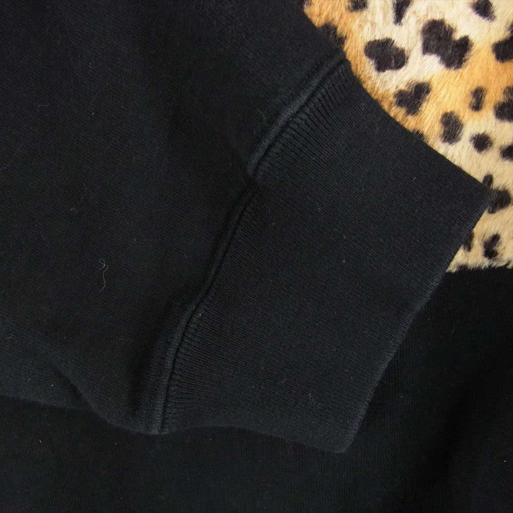 Supreme シュプリーム 18AW Leopard Panel Half Zip Sweatshirt レオパード パネル ハーフジップ スウェット ブラック系 L【中古】