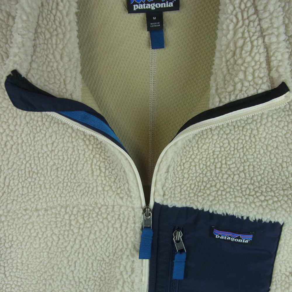 patagonia パタゴニア 18AW 23056 Classic Retro X Jacket クラシック レトロ フリース ジャケット ベージュ系 ネイビー系 M【中古】
