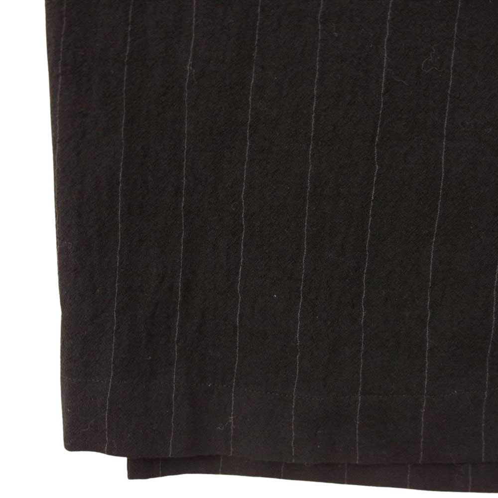 MIHARA YASUHIRO ミハラヤスヒロ 19SS A04PT043 AIR WOOL PANTS エアーウール ストライプ ラップ パンツ ブラック系 48【中古】