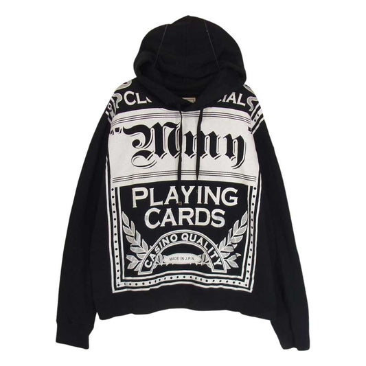 MIHARA YASUHIRO ミハラヤスヒロ 19SS A04HD710 ROYAL FLASH ロイヤルフラッシュ別注 PLAYING CARDS プレイングカード スウェット パーカー フーディ ブラック系 46【中古】