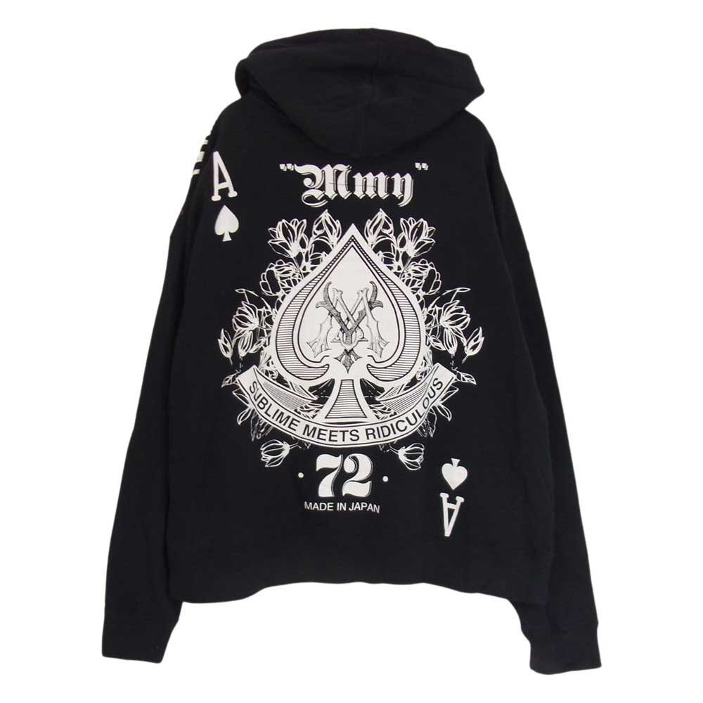 MIHARA YASUHIRO ミハラヤスヒロ 19SS A04HD710 ROYAL FLASH ロイヤルフラッシュ別注 PLAYING CARDS プレイングカード スウェット パーカー フーディ ブラック系 46【中古】
