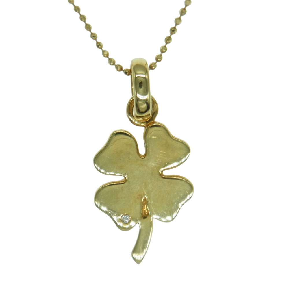 リンクスオブロンドン 購入店保証書付属 K18 750 1P ダイヤ クローバー モチーフ ネックレス ゴールド系【中古】