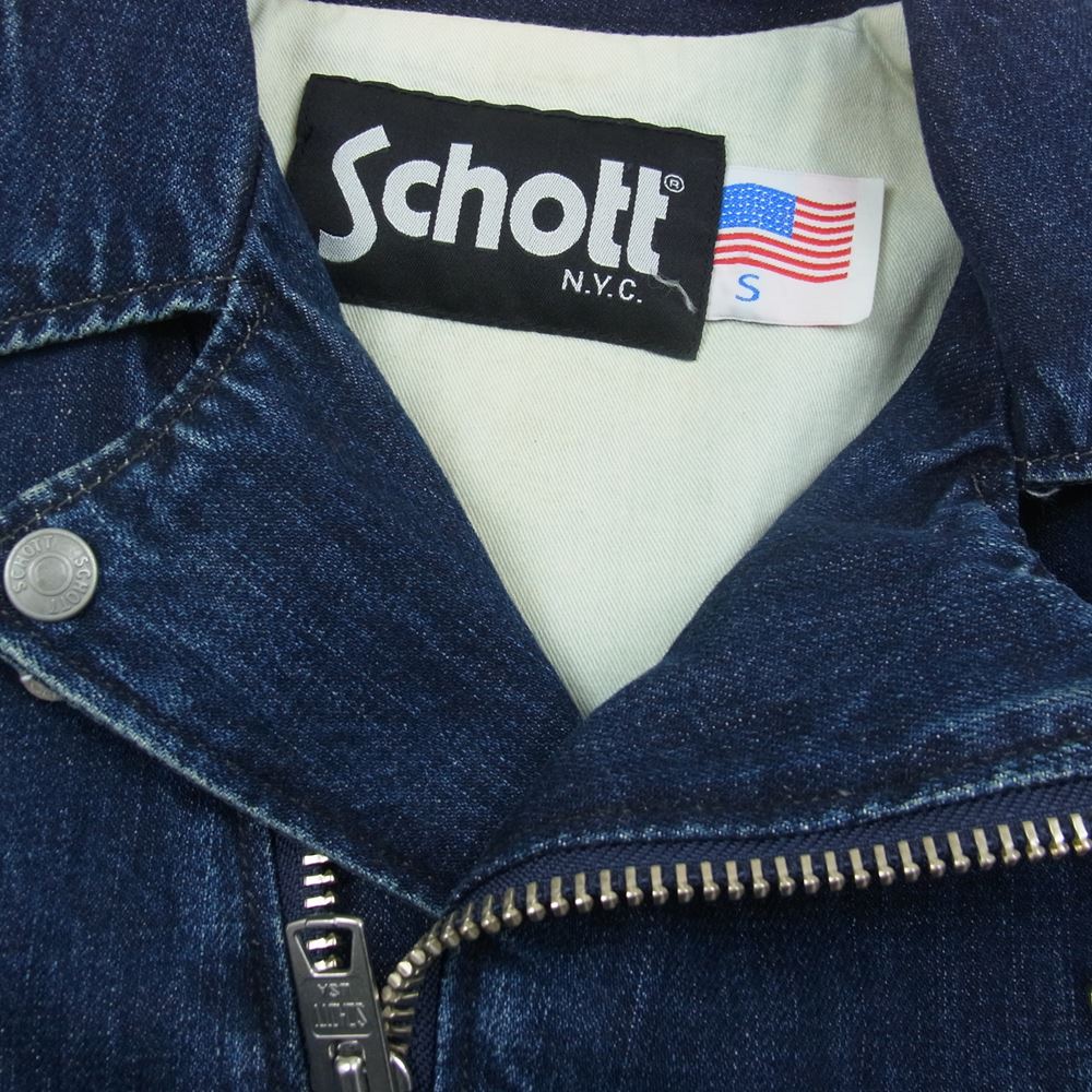 schott ショット 3162023 デニム ダブルライダースジャケット インディゴブルー系 S【中古】
