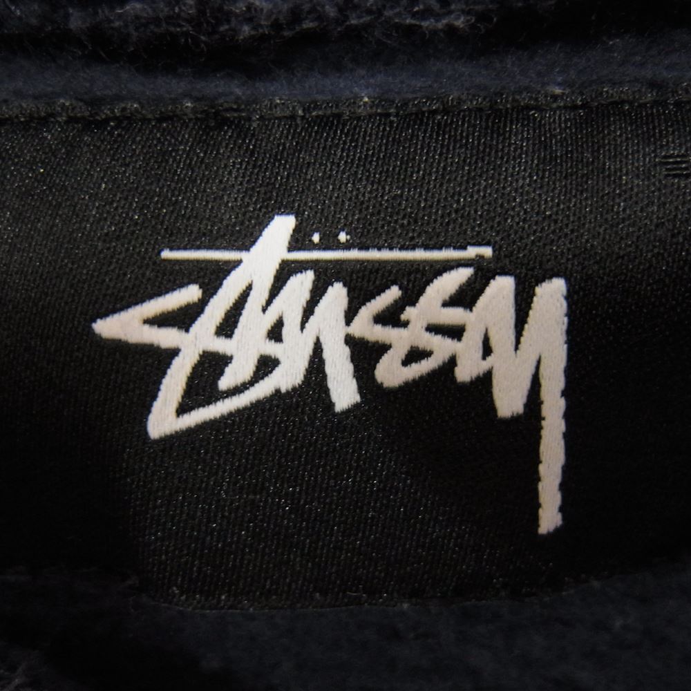 STUSSY ステューシー フロント ロゴ刺繍 プルオーバー パーカー フーディ ネイビー系 L【中古】