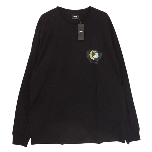 STUSSY ステューシー GLOBE CREST LS TEE グローブ クレスト 長袖 Tシャツ ブラック系 L【新古品】【未使用】【中古】