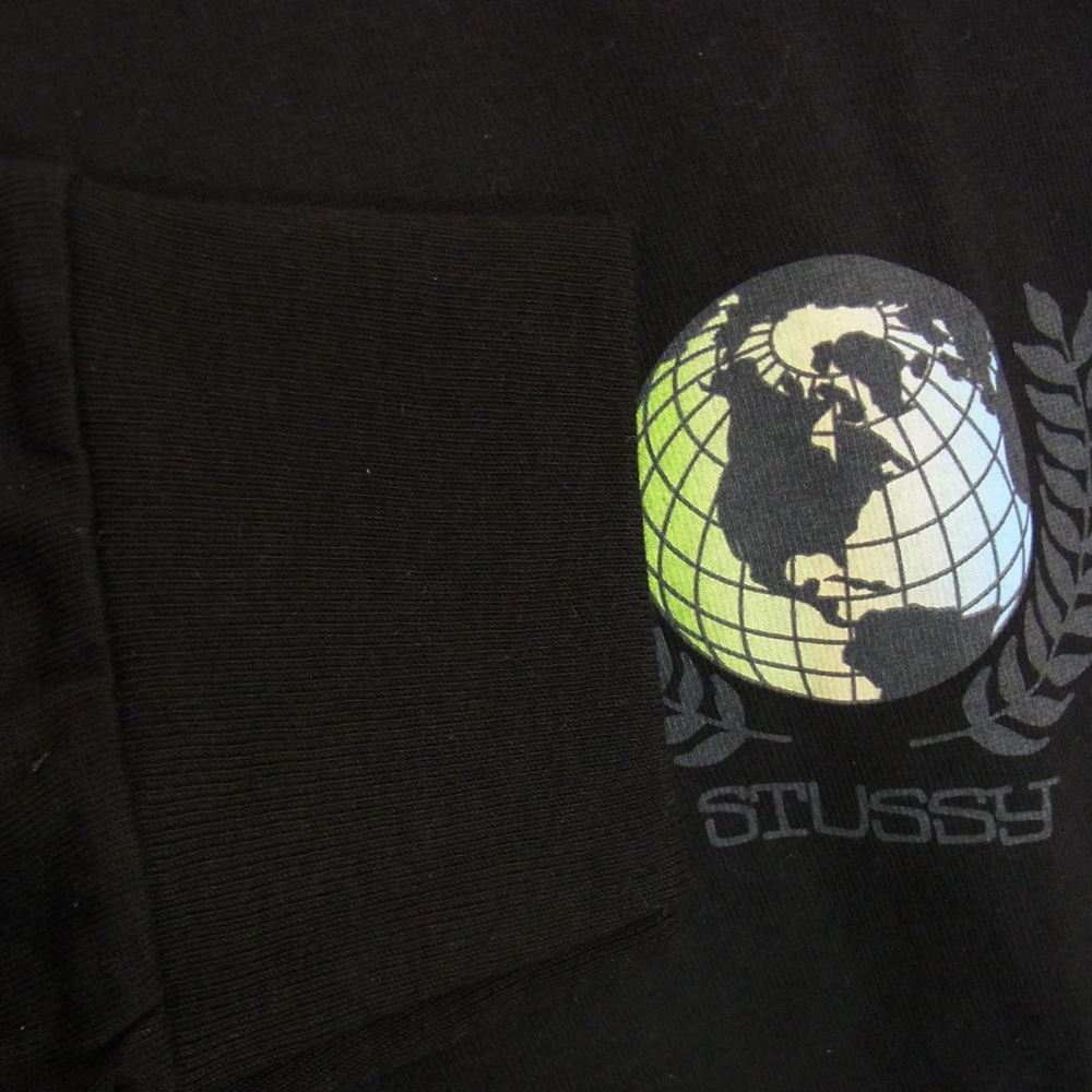 STUSSY ステューシー GLOBE CREST LS TEE グローブ クレスト 長袖 Tシャツ ブラック系 L【新古品】【未使用】【中古】