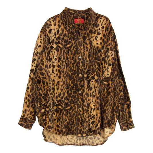 CREAM SODA クリームソーダ 復刻金タグ レオパード オープンカラー シャツ ブラウン系 サイズ表記無【中古】