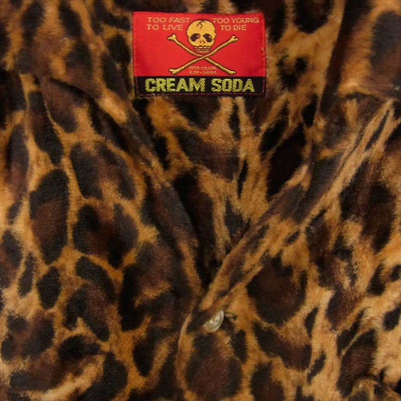 CREAM SODA クリームソーダ 復刻金タグ レオパード オープンカラー シャツ ブラウン系 サイズ表記無【中古】