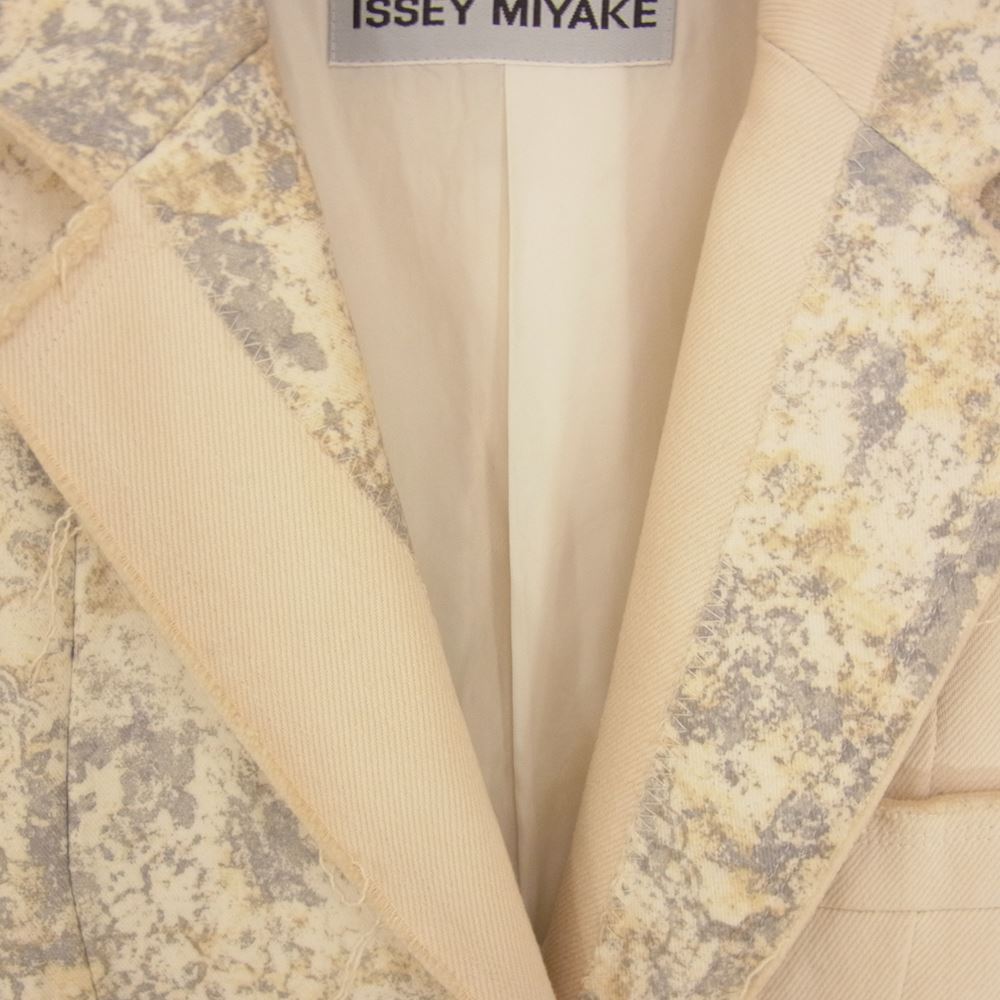 ISSEY MIYAKE イッセイミヤケ IM53FD525 パッチワーク 切替 カットオフ フラワーボタン テーラード ジャケット オフホワイト系 2【中古】