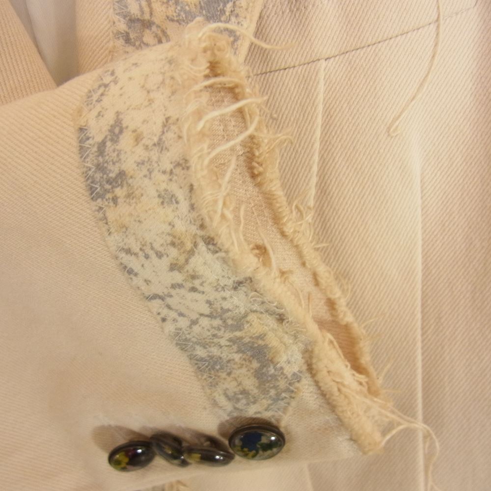 ISSEY MIYAKE イッセイミヤケ IM53FD525 パッチワーク 切替 カットオフ フラワーボタン テーラード ジャケット オフホワイト系 2【中古】