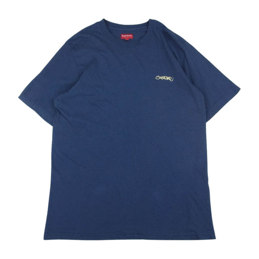 Supreme シュプリーム 22SS Washed Handstyle S/S Top ウォッシュド ハンドスティル エスエス 半袖 Tシャツ ネイビー系 M【中古】