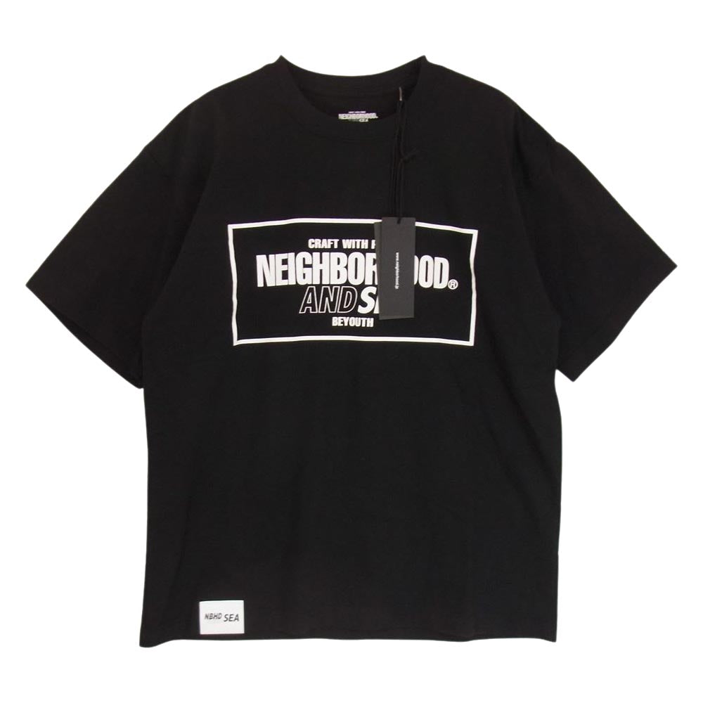 NEIGHBORHOOD ネイバーフッド 231PCWSN-ST01S × WIND AND SEA ウィンダンシー TEE ロゴ 半袖 Tシャツ ブラック系 S【美品】【中古】