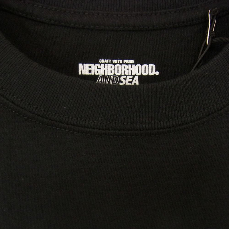 NEIGHBORHOOD ネイバーフッド 231PCWSN-ST01S × WIND AND SEA ウィンダンシー TEE ロゴ 半袖 Tシャツ ブラック系 S【美品】【中古】