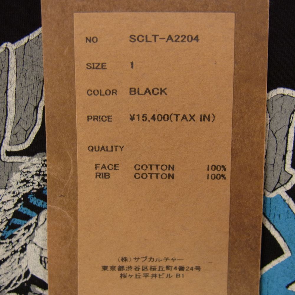 サブカルチャー SCLT-A2204 スカル バイク プリント ロゴ 長袖 Tシャツ ブラック系 1【新古品】【未使用】【中古】