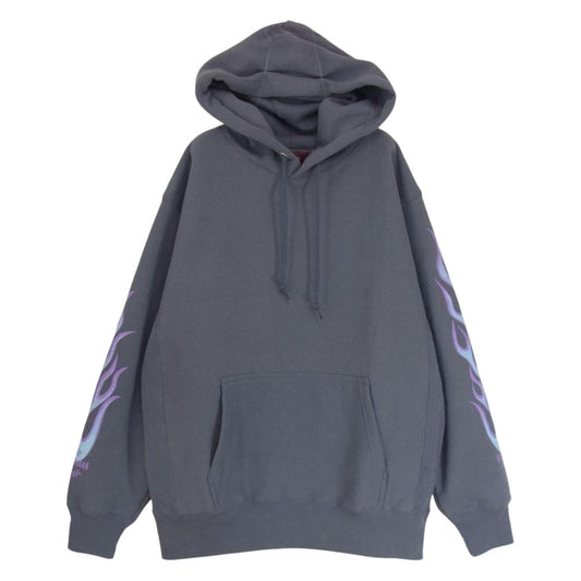 HideandSeek ハイドアンドシーク HC-090622 FLAME HOODED SWEAT SHIRT フレイム フーデッド スウェット パーカー ブルー系 M【美品】【中古】