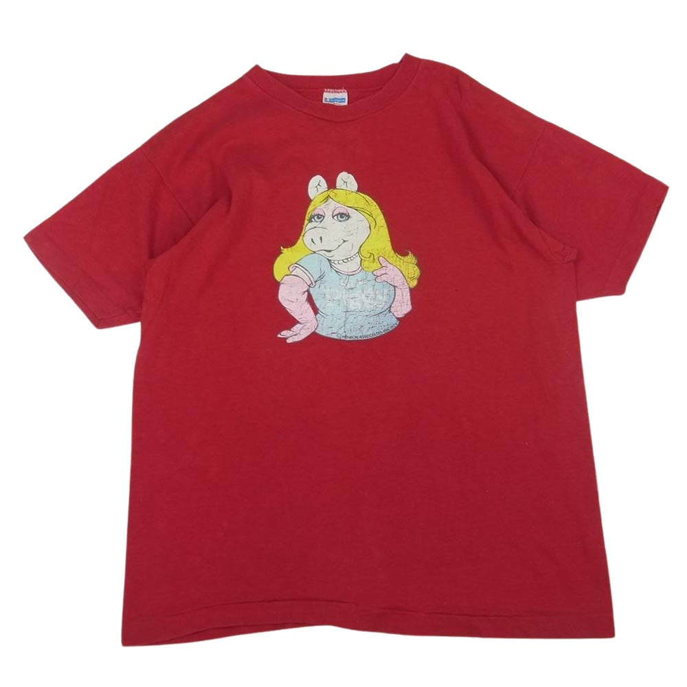 Champion チャンピオン ヴィンテージ 80s バータグ プリント Tシャツ レッド系 L【中古】