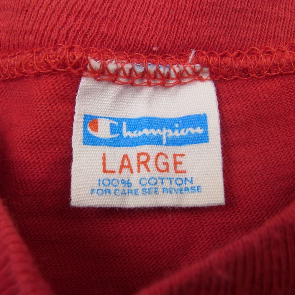 Champion チャンピオン ヴィンテージ 80s バータグ プリント Tシャツ レッド系 L【中古】