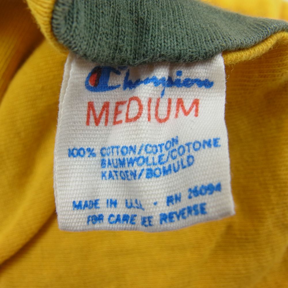 Champion チャンピオン ヴィンテージ 80s後期 トリコタグ リバーシブル Tシャツ イエロー系 M【中古】