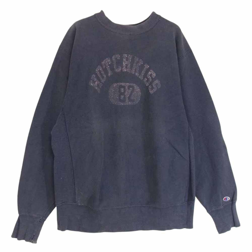 Champion チャンピオン ヴィンテージ 80s USA製 トリコタグ リバースウィーブ プリント スウェット ネイビー系 L【中古】