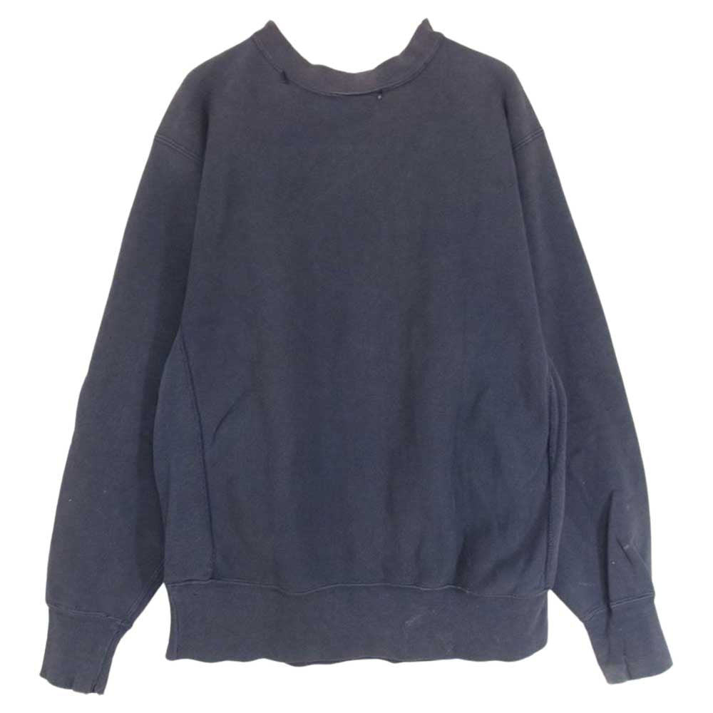 Champion チャンピオン ヴィンテージ 80s USA製 トリコタグ リバースウィーブ プリント スウェット ネイビー系 L【中古】