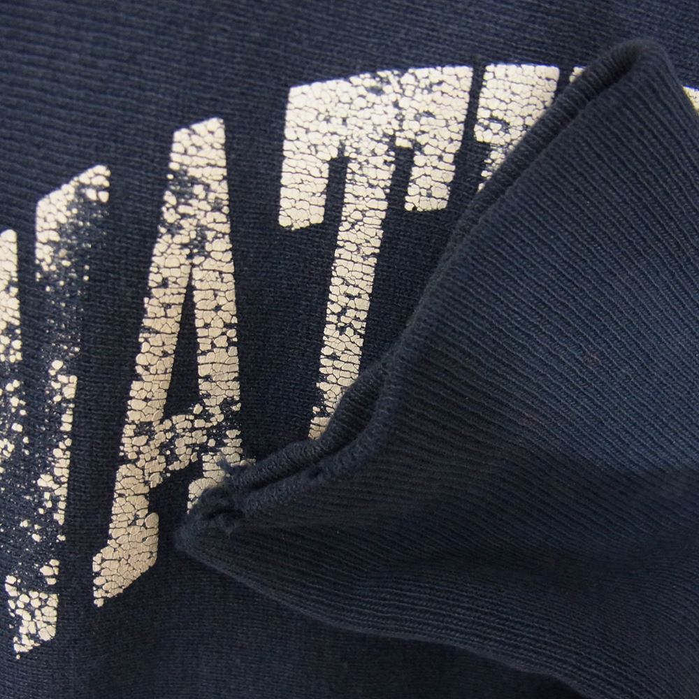 Champion チャンピオン ヴィンテージ 90s USA製 刺繍タグ リバースウィーブ プリント スウェット パーカー ネイビー系 L【中古】