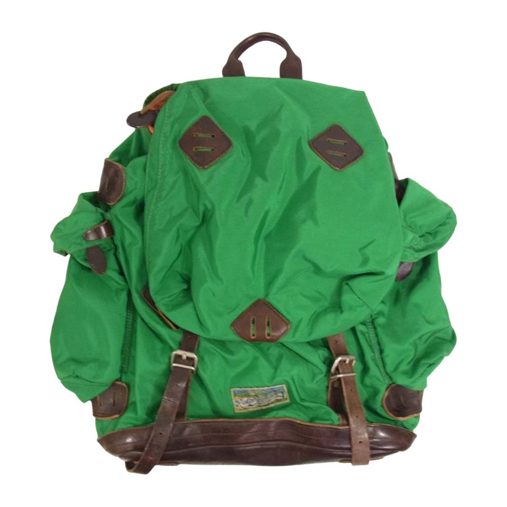 RALPH LAUREN ラルフローレン ナイロン × ヴィンテージレザー ユーティリティ バックパック リュック グリーン系【中古】