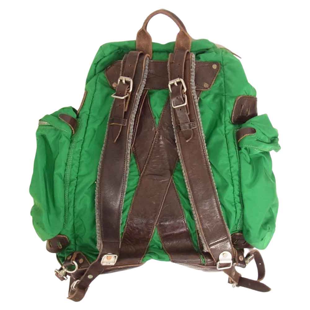 RALPH LAUREN ラルフローレン ナイロン × ヴィンテージレザー ユーティリティ バックパック リュック グリーン系【中古】
