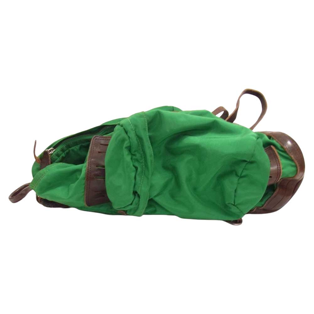RALPH LAUREN ラルフローレン ナイロン × ヴィンテージレザー ユーティリティ バックパック リュック グリーン系【中古】