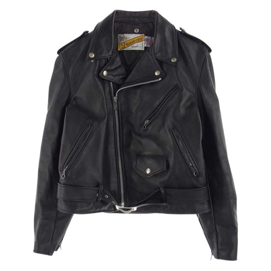 schott ショット 618 USA製 90s バイカータグ後期  レザー ライダース ジャケット ブラック系 40【中古】