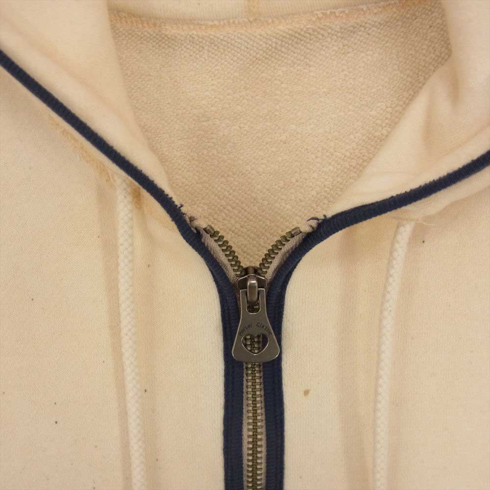 PORTER CLASSIC ポータークラシック ペンキ加工 スウェット ハーフジップ パーカー オフホワイト系 L【中古】
