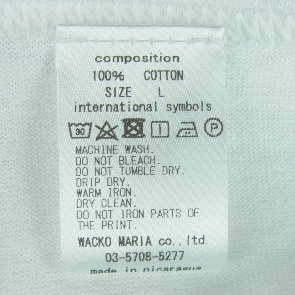 WACKO MARIA ワコマリア CREW NECK T-SHIRT クルー ネック ロゴ 半袖 Tシャツ コットン ニカラグア製 ホワイト系 L【中古】
